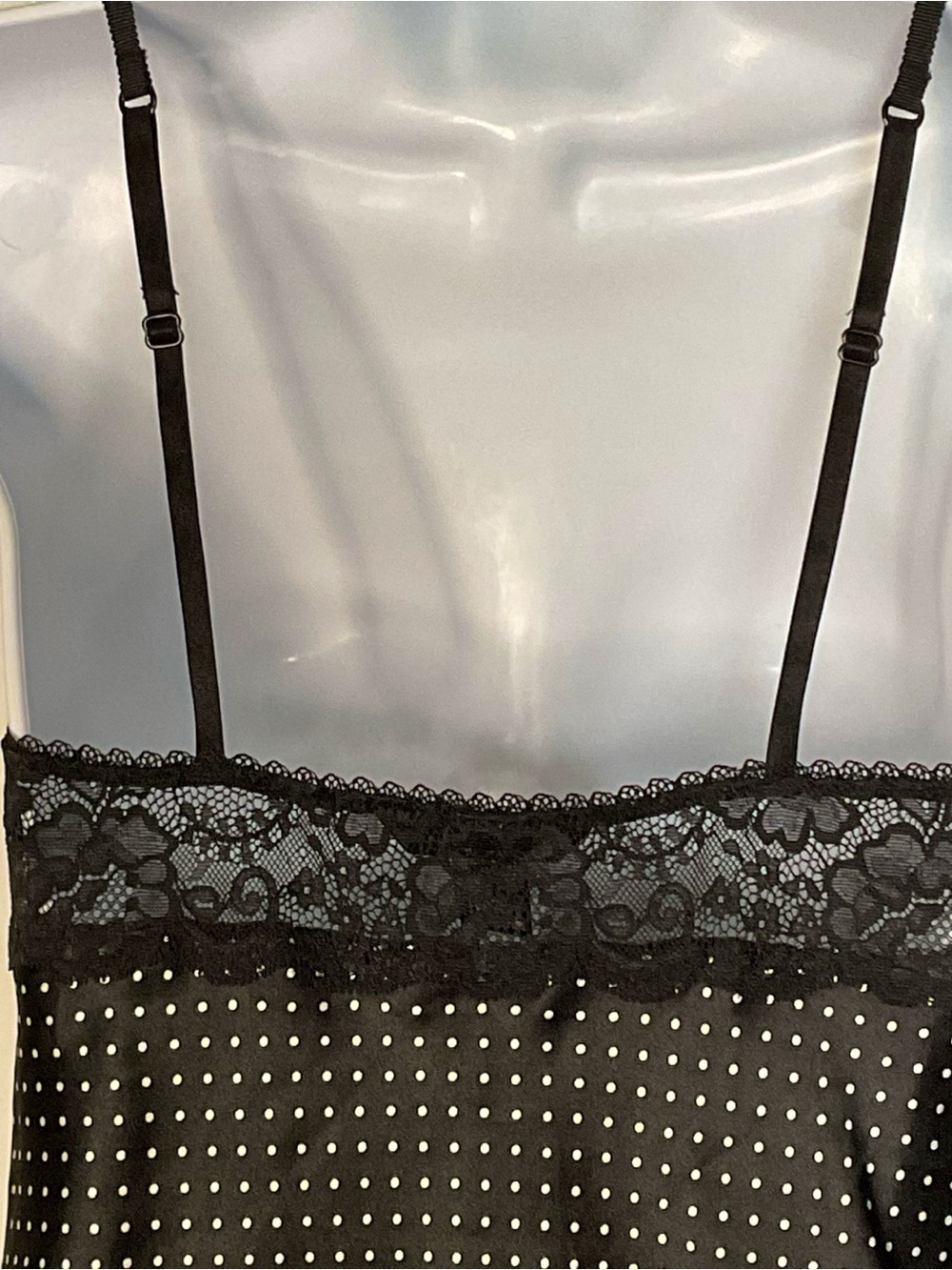 Victoria's Secret XS Black Satin Polka Dot Sexy Chemise Lace Slip Y2K - Picture 7 of 16